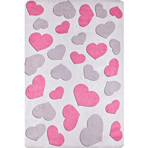 Çocuk Halısı Ve Bebek Halısı Yıkanabilir Kaymaz Taban Figürlü Pembe Dijital Baskı Halı Hc055   80x300 cm