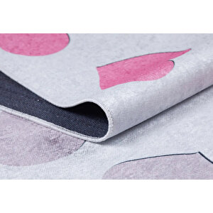 Çocuk Halısı Ve Bebek Halısı Yıkanabilir Kaymaz Taban Figürlü Pembe Dijital Baskı Halı Hc055   80x300 cm