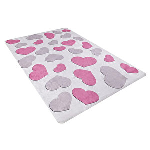 Çocuk Halısı Ve Bebek Halısı Yıkanabilir Kaymaz Taban Figürlü Pembe Dijital Baskı Halı Hc055   80x300 cm
