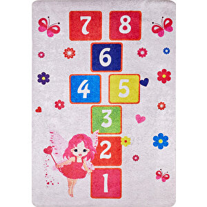 Çocuk Halısı Ve Bebek Halısı Yıkanabilir Kaymaz Taban Sayılar Pembe Dijital Baskı Halı Hc014 80x500 cm