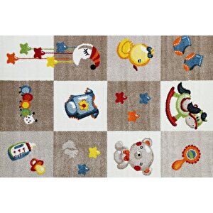 Çocuk Halısı Ve Bebek Halısı Yıkanabilir Kaymaz Taban Figürlü Kahverengi Dijital Baskı Halı Hc064   120x200 cm