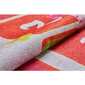 Çocuk Halısı Ve Bebek Halısı Yıkanabilir Kaymaz Taban Sayılar Pembe Dijital Baskı Halı Hc014