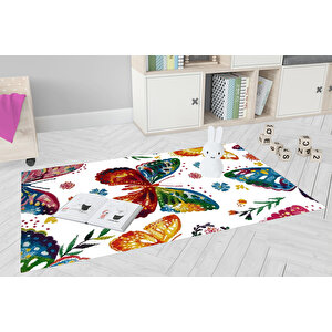 Çocuk Halısı Ve Bebek Halısı Yıkanabilir Kaymaz Taban Figürlü Beyaz Dijital Baskı Halı hc062 180x280 cm