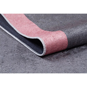 Çocuk Halısı Ve Bebek Halısı Yıkanabilir Kaymaz Taban Figürlü Gri Pembe Dijital Baskı Halı Hc044   160x300 cm
