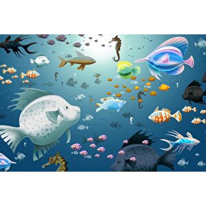 Çocuk Halısı Ve Bebek Halısı Yıkanabilir Kaymaz Taban Figürlü Mavi Dijital Baskı Halı hc080 160x300 cm
