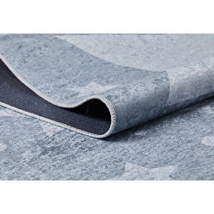Çocuk Halısı Ve Bebek Halısı Yıkanabilir Kaymaz Taban yıldızlar Gri Dijital Baskı Halı Hc001 100x300 cm