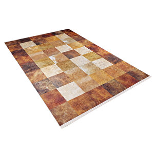 Modern Turuncu Kahverengi Desen Dijital Baskı Hipoalerjenik Kaymaz Taban Halı Yolluk Ha211 80x500 cm