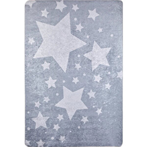 Çocuk Halısı Ve Bebek Halısı Yıkanabilir Kaymaz Taban yıldızlar Gri Dijital Baskı Halı Hc001 200x300 cm