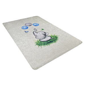 Çocuk Halısı Ve Bebek Halısı Yıkanabilir Kaymaz Taban Figürlü Gri Dijital Baskı Halı Hc025 120x200 cm