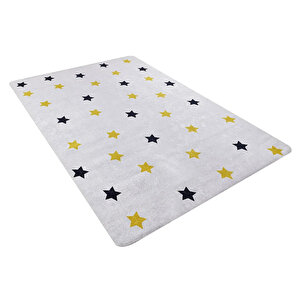 Çocuk Halısı Ve Bebek Halısı Yıkanabilir Kaymaz Taban Gri Sarı Desen Dijital Baskı Halı Hc013