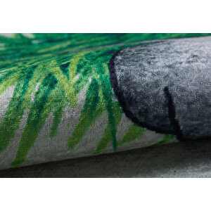 Çocuk Halısı Ve Bebek Halısı Yıkanabilir Kaymaz Taban Figürlü Gri Dijital Baskı Halı Hc025