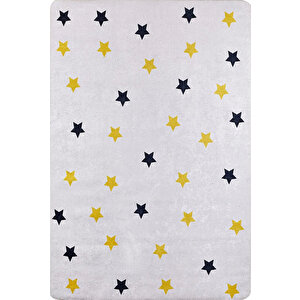 Çocuk Halısı Ve Bebek Halısı Yıkanabilir Kaymaz Taban Gri Sarı Desen Dijital Baskı Halı Hc013 240x280 cm