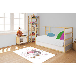 Çocuk Halısı Ve Bebek Halısı Yıkanabilir Kaymaz Taban Figürlü Beyaz Dijital Baskı Halı Hc081 80x500 cm