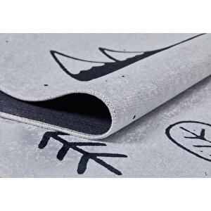 Çocuk Halısı Ve Bebek Halısı Yıkanabilir Kaymaz Taban Trafik Temalı Gri Dijital Baskı Halı hc005 80x200 cm