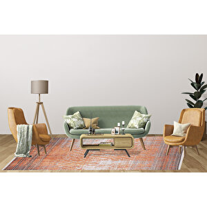 Modern Turuncu Dijital Baskı Yıkanabilir Hipoalerjenik Kaymaz Taban Halı Yolluk Ha056 120x180 cm