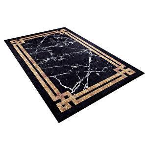 Modern Siyah Dijital Baskı Yıkanabilir Hipoalerjenik Kaymaz Taban Halı Yolluk 160x230 cm