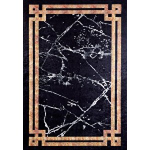 Modern Siyah Dijital Baskı Yıkanabilir Hipoalerjenik Kaymaz Taban Halı Yolluk 240x280 cm