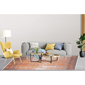 Modern Turuncu Dijital Baskı Yıkanabilir Hipoalerjenik Kaymaz Taban Halı Yolluk Ha056 100x200 cm