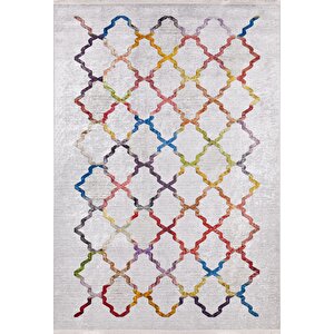 Modern Gri Çok Renkli Dijital Baskı Hipoalerjenik Kaymaz Taban Halı Yolluk Ha129 120x180 cm