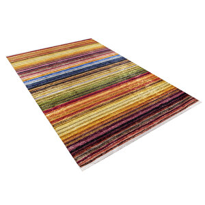 Modern Turuncu Çizgili Renkli Dijital Baskı Hipoalerjenik Kaymaz Taban Halı Yolluk Ha113 240x340 cm