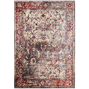 Klasik Kahverengi Salon&oturma Odası Yolluk&yatak Odası Dijital Baskılı Makinede Yıkanabilir Kaymaz Taban Saçaklı Halı Hk054 80x200 cm
