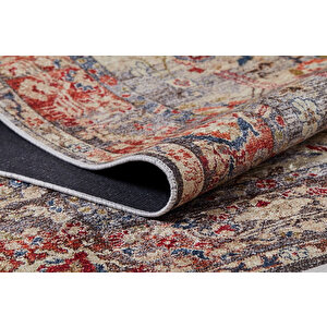Klasik Kahverengi Salon&oturma Odası Yolluk&yatak Odası Dijital Baskılı Makinede Yıkanabilir Kaymaz Taban Saçaklı Halı Hk054 80x200 cm