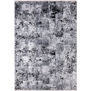 Modern Siyah Dijital Baskı Hipoalerjenik Kaymaz Taban Halı Yolluk Ha214 80x300 cm