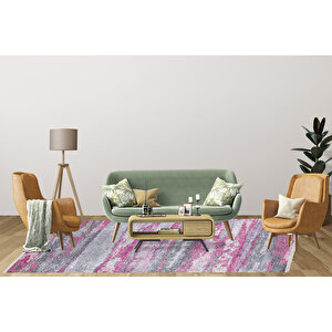 Modern Pembe Dijital Baskı Hipoalerjenik Kaymaz Taban Halı Yolluk Ha152 200x300 cm