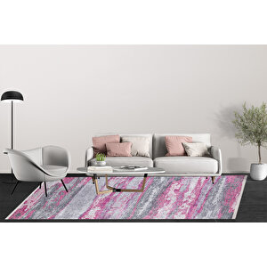Modern Pembe Dijital Baskı Hipoalerjenik Kaymaz Taban Halı Yolluk Ha152 200x300 cm
