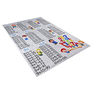 Çocuk Halısı Ve Bebek Halısı Yıkanabilir Kaymaz Taban Eğitici Sayılar Gri Dijital Baskı Halı Hc022 100x300 cm
