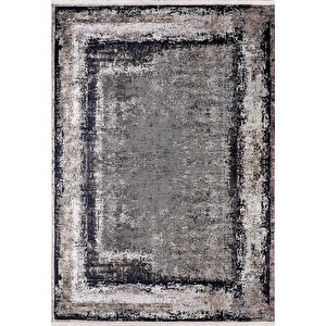 Modern Antrasit Dijital Baskı Hipoalerjenik Kaymaz Taban Halı Yolluk Ha192 80x400 cm