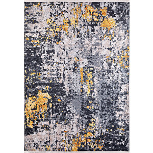 Modern Siyah Antrasit Dijital Baskı Yıkanabilir Hipoalerjenik Kaymaz Taban Halı Yolluk 120x180 cm