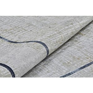 Modern Krem Altın Desen Dijital Baskı Hipoalerjenik Kaymaz Taban Halı Yolluk Ha108 80x400 cm