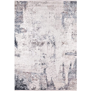 Modern Gri Bej Desen Dijital Baskı Hipoalerjenik Kaymaz Taban Halı Yolluk Ha163 100x500 cm