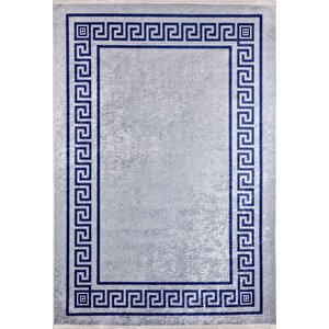 Modern Lacivert Gri Dijital Baskı Hipoalerjenik Kaymaz Taban Halı Yolluk Ha127 80x200 cm