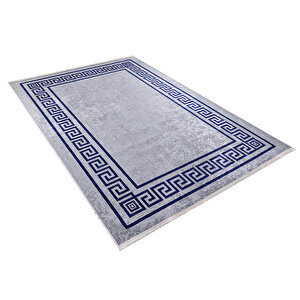 Modern Lacivert Gri Dijital Baskı Hipoalerjenik Kaymaz Taban Halı Yolluk Ha127 80x200 cm