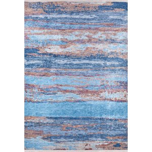 Modern Mavi Dijital Baskı Hipoalerjenik Kaymaz Taban Halı Yolluk Ha144 80x200 cm