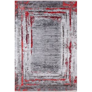 Modern Antrasit Bordo Dijital Baskı Hipoalerjenik Kaymaz Taban Halı Yolluk Ha140 80x200 cm