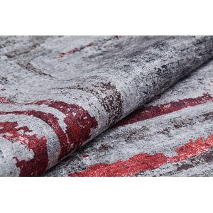 Modern Antrasit Bordo Dijital Baskı Hipoalerjenik Kaymaz Taban Halı Yolluk Ha140 80x200 cm