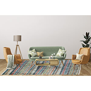 Modern Yeşil Çiçek Desen Dijital Baskı Hipoalerjenik Kaymaz Taban Halı Yolluk Ha181