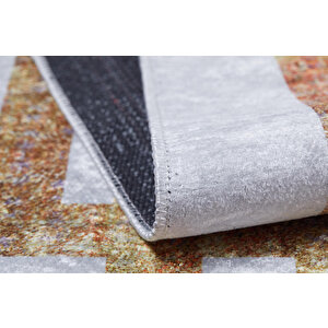 Modern Siyah Dijital Baskı Hipoalerjenik Kaymaz Taban Halı Yolluk Ha190