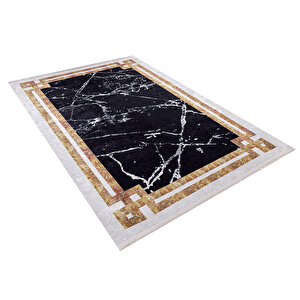 Modern Siyah Dijital Baskı Hipoalerjenik Kaymaz Taban Halı Yolluk Ha190