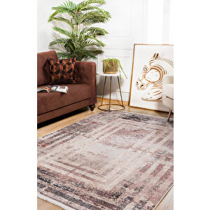 Modern Bej Eskitme Dijital Baskı Yıkanabilir Hipoalerjenik Kaymaz Taban Halı Yolluk