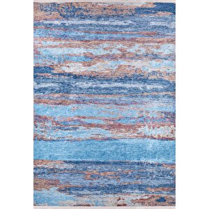 Modern Mavi Dijital Baskı Hipoalerjenik Kaymaz Taban Halı Yolluk Ha144 120x200 cm