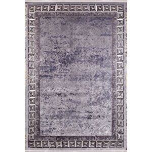 Modern Antrasit Dijital Baskı Hipoalerjenik Kaymaz Taban Halı Yolluk Ha130 80x400 cm