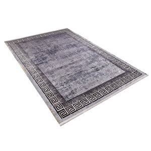 Modern Antrasit Dijital Baskı Hipoalerjenik Kaymaz Taban Halı Yolluk Ha130 80x400 cm