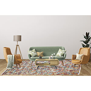 Modern Turuncu Renkli Desen Dijital Baskı Hipoalerjenik Kaymaz Taban Halı Yolluk Ha154 80x200 cm