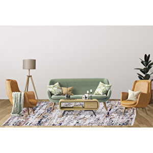 Modern Gri Dijital Baskı Yıkanabilir Hipoalerjenik Kaymaz Taban Halı Yolluk Ha064