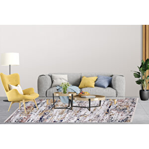 Modern Gri Dijital Baskı Yıkanabilir Hipoalerjenik Kaymaz Taban Halı Yolluk Ha064