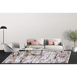 Modern Gri Dijital Baskı Yıkanabilir Hipoalerjenik Kaymaz Taban Halı Yolluk Ha064